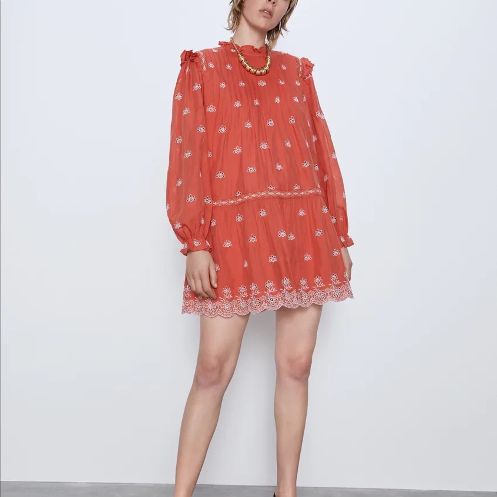 NWT ZARA Openwork Embroidered Dress Small